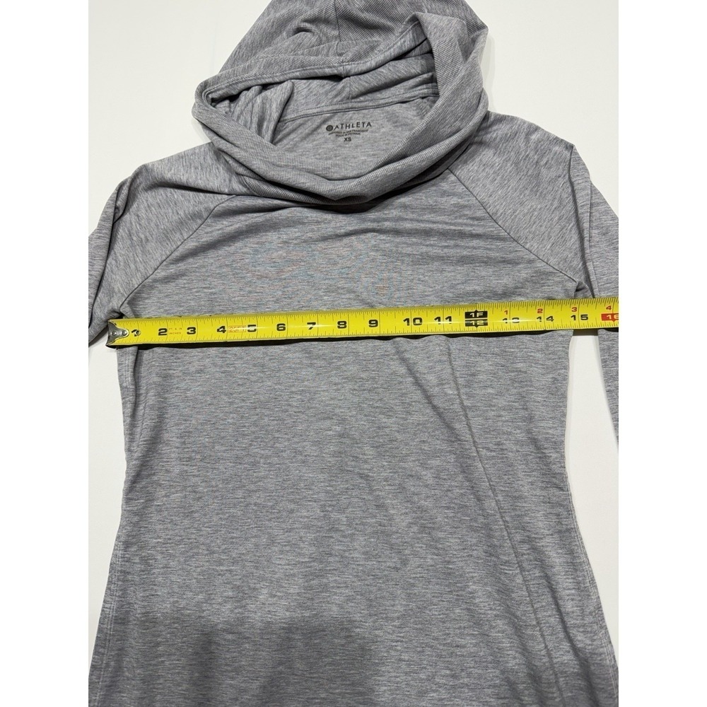 Athleta Gray Hooded Tunic Top Cowl Neck Thumbhole Long Sleeve XS Heathered Gray - Picture 4 of 6